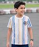Pine Kids Cotton Knit T-Shirt Striped Round Neck Half Sleeves White 5-6 Years