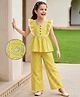 EARTHY TOUCH Cotton Knit Frill Sleeves Floral Printed Co-Ords  Indo Western Set - Yellow