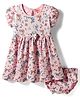 Babyhug Single Jersey Knit Half Sleeves Frock With Floral Print & Bloomer - Pink