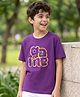 Pine Kids Cotton Knit T-Shirt with Text Graphic Print Imperial Purple 6-7 Years