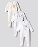 Bonfino 100% Cotton Knit Full Sleeves Sleepsuit With Animal Embroidery Pack of 3 - Multicolor