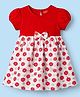 Babyhug Single Jersey Knit Half Sleeves Fit & Flare One Piece Frock With Floral Print - Red