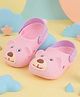 Yellow Bee Bear Designed Perforated Slingback Clogs - Pink