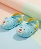 Yellow Bee Bear Designed Perforated Slingback Clogs - Blue