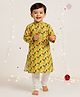 Vastrarth Pure Cotton Woven Full Sleeves Floral Printed Kurta & Pyjama Set - Yellow