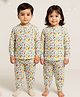Vastrarth Pure Cotton Woven Full Sleeves Cat Printed Coordinating Kurta & Pajama Night Suit - Multi Colour