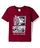 Taeko Single Jersey Knit Half Sleeves Vehicles Printed T-Shirt -Maroon