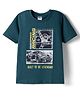 Taeko Single Jersey Knit Half Sleeves Vehicles Printed T-Shirt -Dark Green