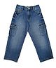LEO Woven Denim Woven Mild Washed Cargo Jeans - Blue