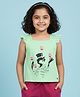 Kiddopanti Cotton Knit Frill Sleeves Juggler Printed Top - Neon Green