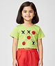 Kiddopanti Cotton Knit Half Sleeves Tic Tac Toe Theme Printed Crop Tee - Green