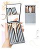 KolorFish Travel Size Makeup Brushes Set | Travel Essentials for Women, Portable Make Up Brush Kit | Complete Function Cosmetic Brushes Set with Case and Mirror (Blue)