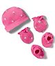 Babyhug 100% Cotton Knit Floral Printed Cap Mittens & Booties Set Pink - Diameter 13.25 cm
