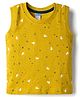 Tango Single Jersey Knit Sleeveless Tank T-Shirt With Star Print - Golden