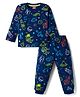 Babyhug Cotton Knit Full Sleeves T-Shirt & Pyjama Co-ord Night Suit With Space Theme Print - Navy Blue