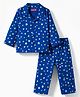 Babyhug Cotton Knit Full Sleeves Co-Ords Shirt & Pyjama Night-Suit With Star Print - Blue