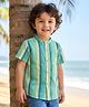 Babyhug Cotton Woven Half Sleeves Striped Shirt - Light Green & Blue