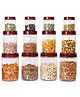 Milton Hexa Plastic Storage Jar Set of 12 (4x270ml, 4x665ml, 4x1.24l) | Bpa-free, Airtight Kitchen Containers | Food Grade Transparent Jars for Masala, Grains, Pulses, Dry Fruits, Cookies