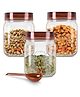 Milton Vintage Airtight Containers With Spoons for Kitchen Storage, Food Grade Plastic, Stackable & Transparent Organizer Jars, Masala Dabba, Set of 3 (500 ml Each) for Tea, Coffee, Sugar, Dry Fruits