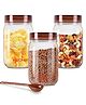 Milton Vintage Airtight Containers With Spoons for Kitchen Storage, Food Grade Plastic, Stackable & Transparent Organizer Jars, Masala Dabba, Set of 3 (750ml Each) for Tea, Coffee, Sugar, Dry Fruits