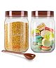 Milton Vintage Airtight Containers With Spoons for Kitchen Storage, Food Grade Plastic, Stackable & Transparent Organizer Jars, Masala Dabba, Set of 2 (1.5 Litres Each) Tea, Coffee, Sugar, Dry Fruits