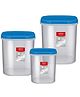Milton Quadra Modular Multi-purpose Plastic Containers With Lid, Set of 3 (6l, 8l, 12l) Kitchen Storage Container Set for Spices, Atta, Grains Organizers, Transparent Dabba, Blue