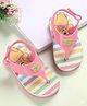 Babyoye Disney Velcro Closure Flip Flops With Stripes & Winnie The Pooh Print - Multicolor