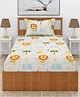 Morado Premium Glace Lion Print Cotton Elastic Fitted Single Bedsheet With 1 Pillow Cover - Cream
