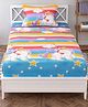 Morado Premium Glace Unicorn Print Cotton Elastic Fitted Single Bedsheet With 1 Pillow Cover - Multicolor