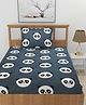 Morado Premium Glace Panda Print Cotton Elastic Fitted Single Bedsheet With 1 Pillow Cover - Black