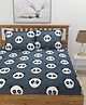 Morado Premium Glace Cotton Elastic Fitted Double Bedsheet with 2 Pillow Cover ( 72x78x8 Inches ) Black Panda - Black