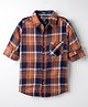 Noddy Full Sleeves Tartan Checked Shirt - Orange & Blue