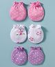 Babyhug 100% Cotton Knit Mittens with Floral & Polka Dot Print Pack of 3 - Multicolor