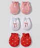 Babyhug 100% Cotton Knit Mittens With Heart & Bow Print Pack of 3 - Multicolor