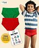 THE COVER UP PROJECT Modal Knit Pack Of 2 Solid Briefs With Iron On Stickers - Red & Green