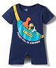 Doodle Poodle 100% Cotton Knit Half Sleeves Bag Printed  Romper - Navy Blue