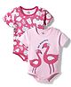 Doodle Poodle 100% Cotton Knit Half Sleeves Jungle Theme Printed Onesies Pack of 2 Onesie - Pink