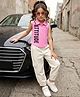 OLLINGTON ST. Cotton Knit Sleeveless Top & Cotton Twill Pant Set - Pink & White