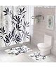 The Better Home Shower Curtain & Mat Set (3pc) | 6 Ft Mold Resistant Curtain | U-Shaped Anti-Skid Floor Mat | Slate Fern