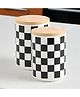 2  Ceramic Jar | 800ml | Black  white | Square pattern | YX10-M-SQ