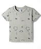 Taeko Single Jersey Knit Half Sleeves Watermelon Printed T-Shirt - Grey