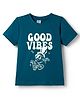 Taeko Single Jersey Knit Half Sleeves T-Shirt with Good Vibes Text Print -  Teal Blue