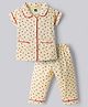 Evimo Single Jersey Knit Half Sleeves Hearts Printed Co-Ords Shirt & Pyjama Night Suit - Yellow