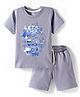 Evimo Sinker Knit Half Sleeves T-Shirt & Shorts Set with Text Print -  Blue