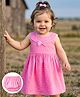 Babyhug Poplin Woven Sleeveless Polka Dot Printed Frock with Bloomer & Bow Applique - Pink