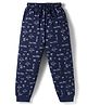 Taeko Single Jersey Knit Full Length Lounge Pant with Beach Theme Print - Navy Blue