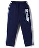 Taeko Single Jersey Knit Full Length Track Pant with Text Print - Blue