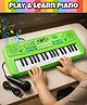 Fiddlerz 37 Key Piano Keyboard Type- C Charging with Included Microphone Recording Feature Electronic Piano Keyboard Multi-Function Portable Piano Keyboard - Green