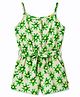 Dew Drops Woven Sleeveless Jumpsuit With Floral Print - Green