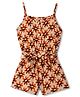 Dew Drops Woven Sleeveless Jumpsuit With Floral Print - Orange